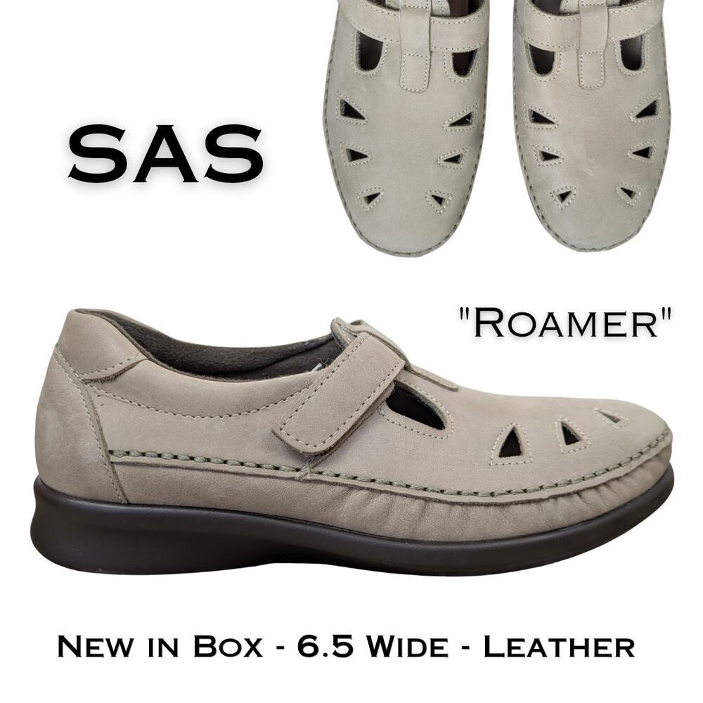 SAS Roamer Leather Shoes Womens 6.5  W Beige Comfort Orthopedic Mary Janes NEW